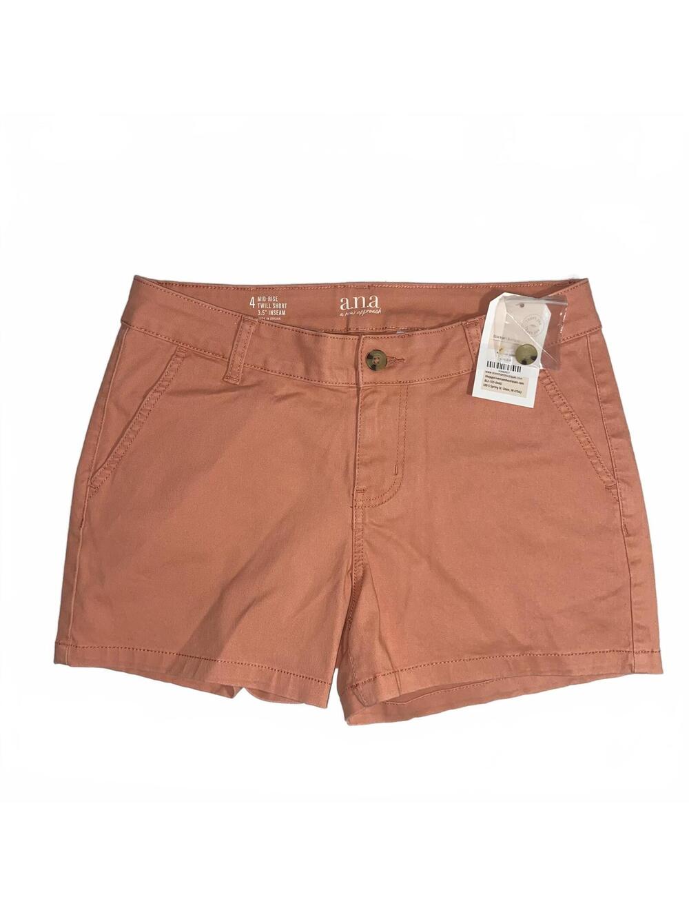 NWT A.N.A Size 4 Mid Rise Twill Shorts Pink Coral Casual Summer Stretch